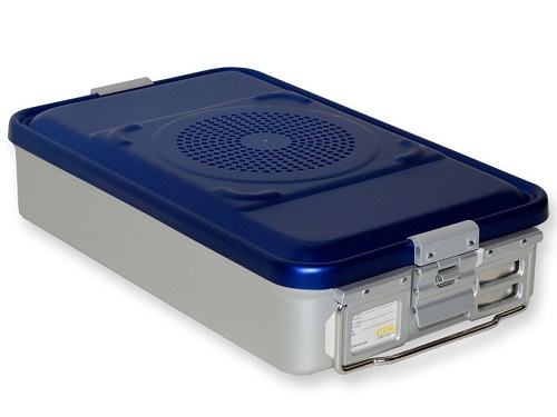 Blue Sterilization Container Medium Perforated  With Filter